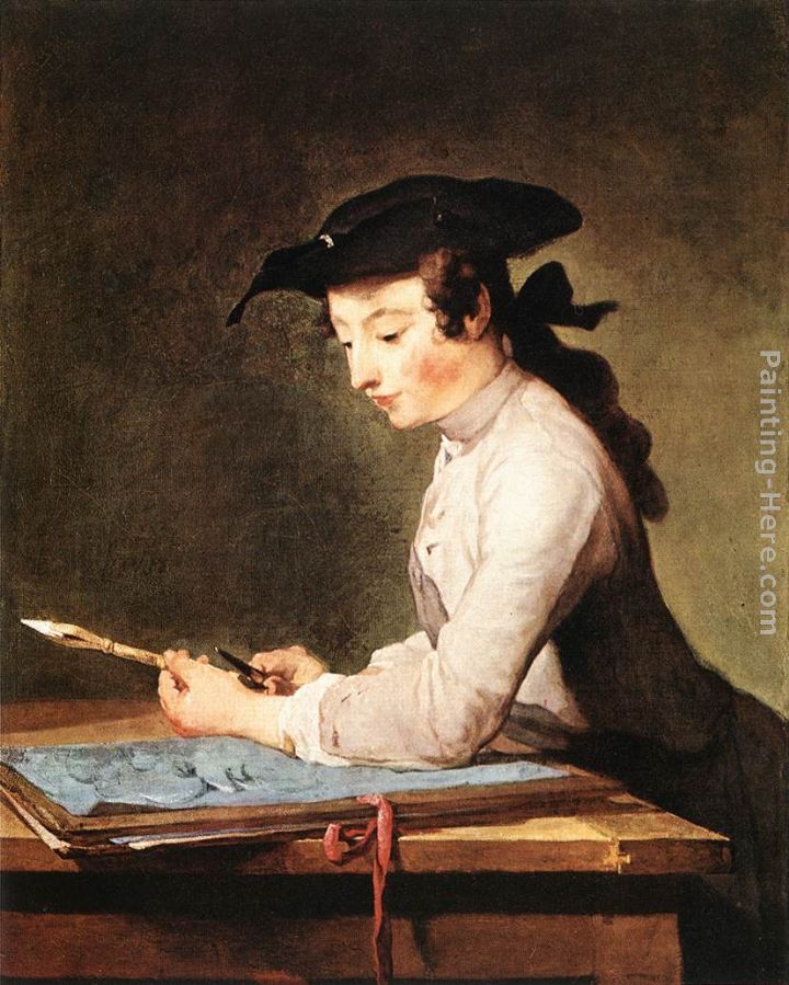 The Draughtsman painting - Jean Baptiste Simeon Chardin The Draughtsman art painting